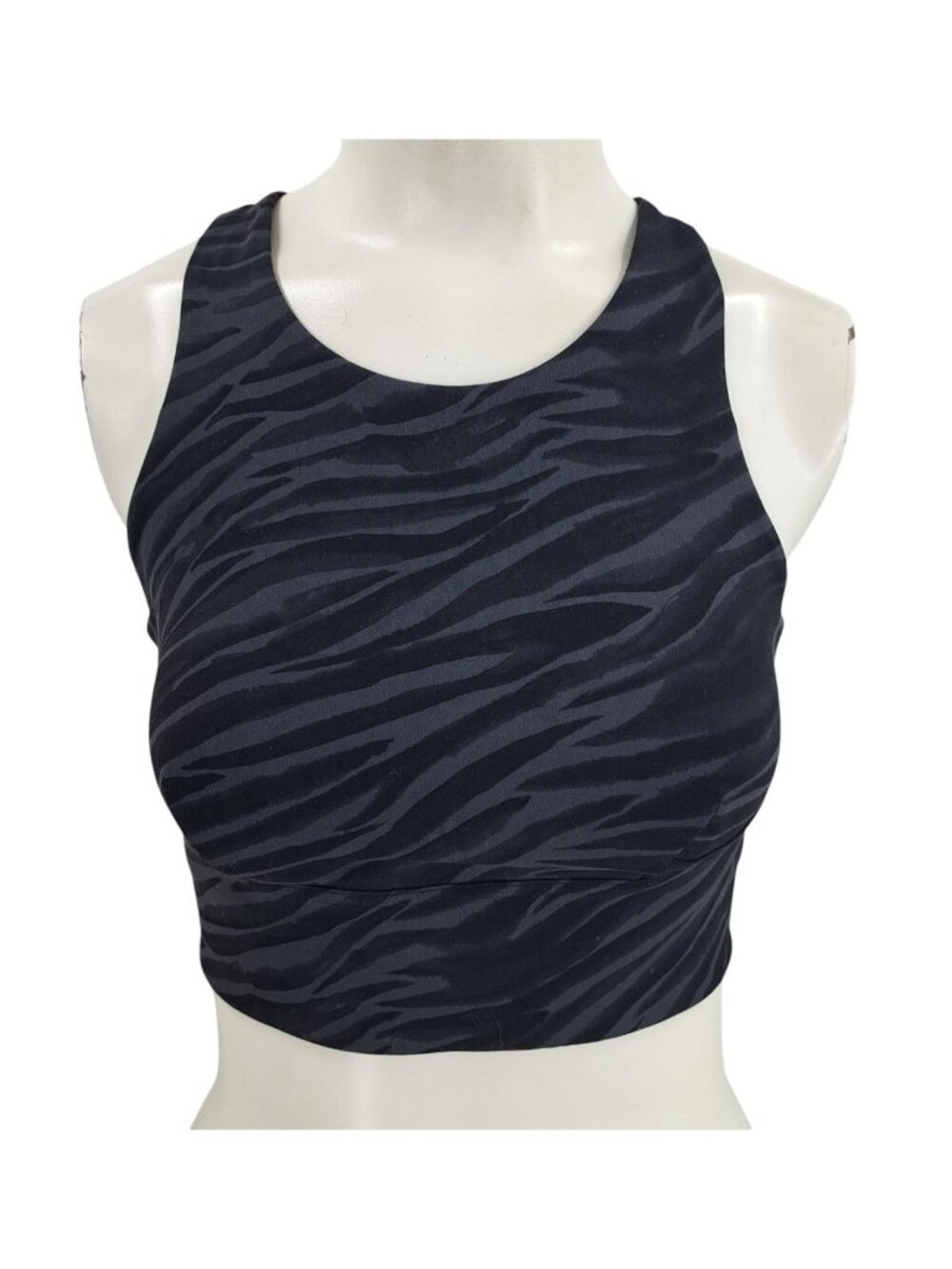 Lululemon Wunder Train Long-Line Zebra Print Bra Size 6 Racerback Black Workout